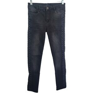 Hotel Particulier Charcoal‎ Black Studded Skinny Cigarette Pants Size 25 | 26